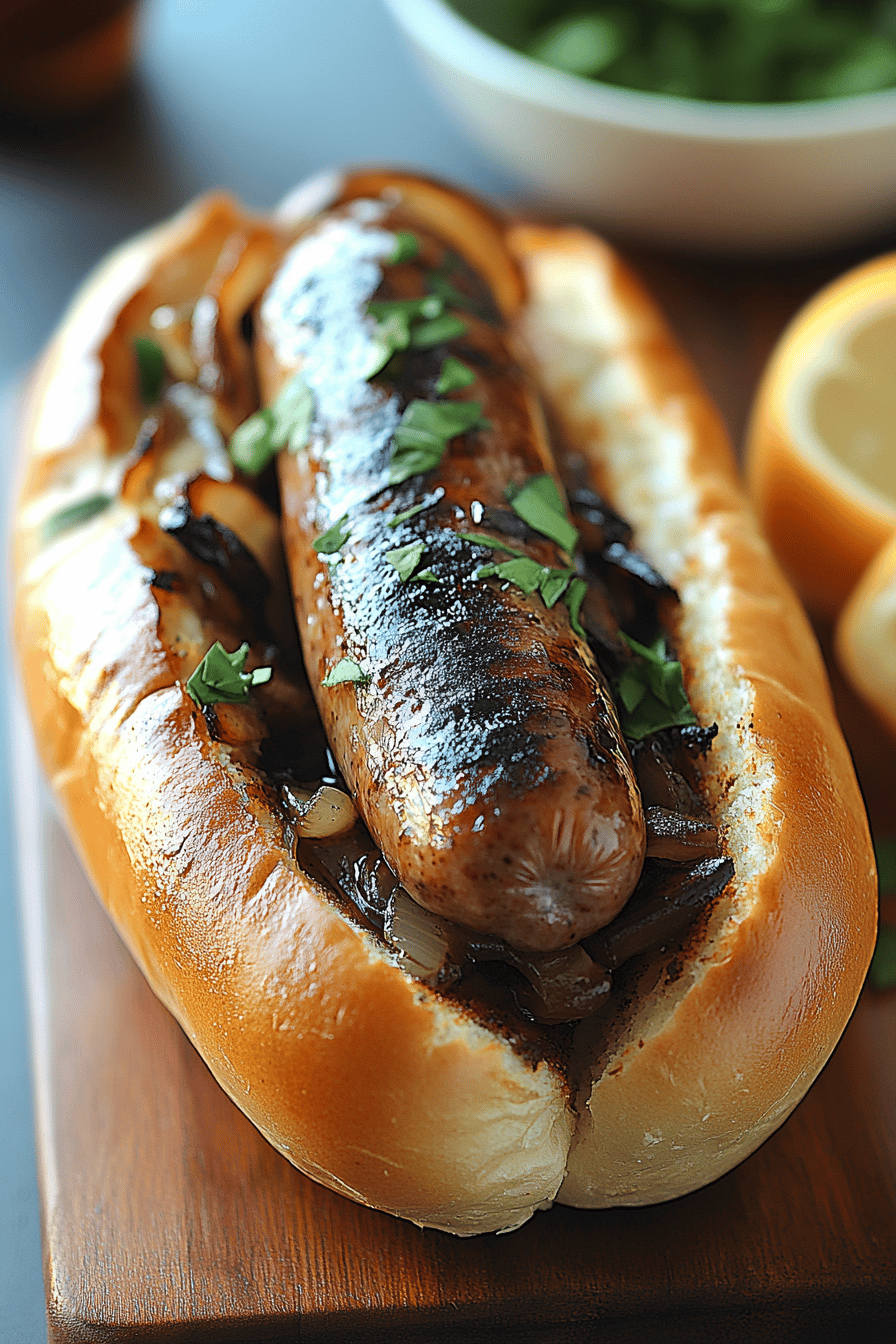 Oven-Braised Beer Brats ingredients organized and measured on kitchen counter