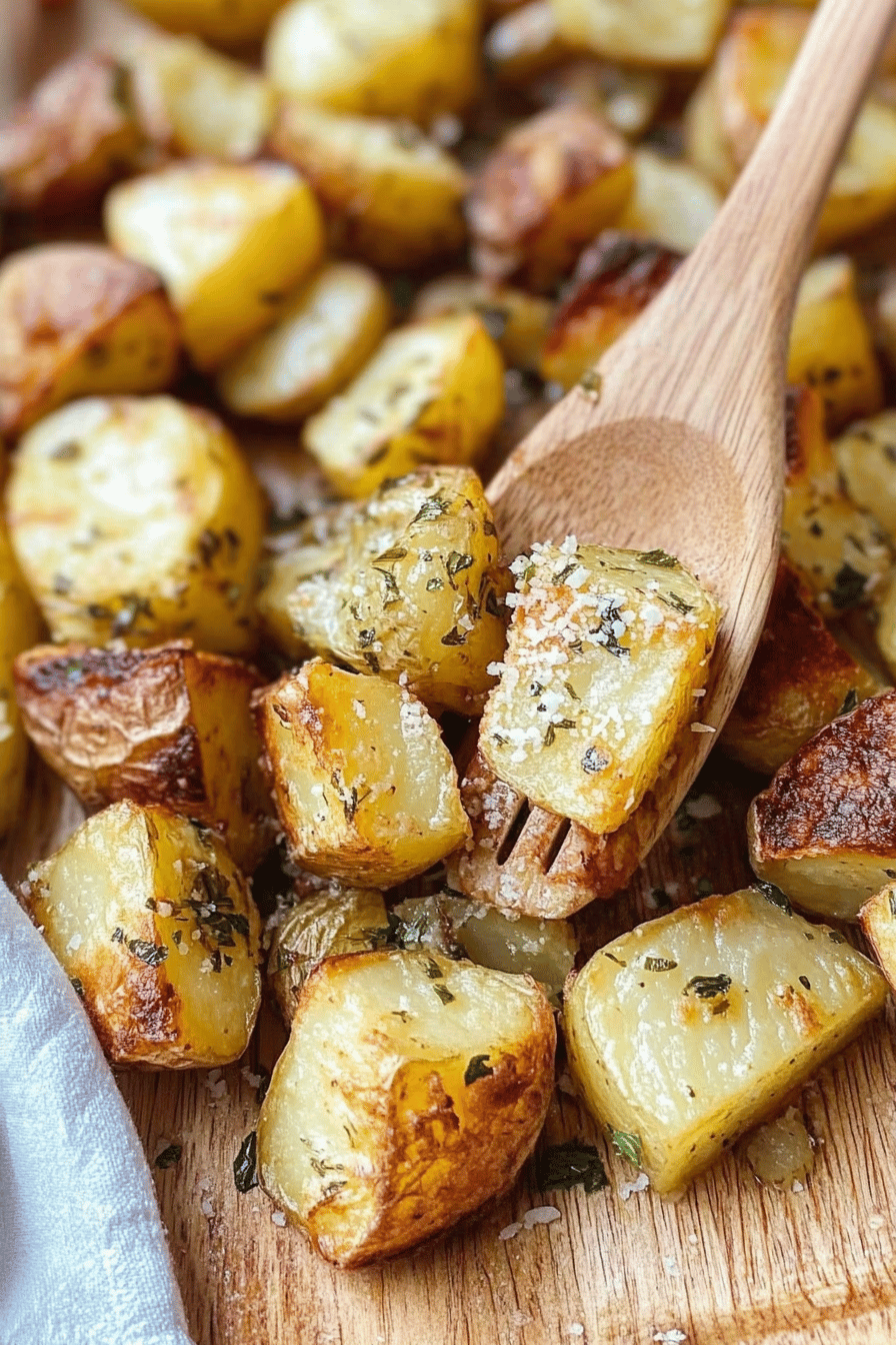 Parmesan-Roasted Potatoes slice on plate showing perfect texture and swirl pattern