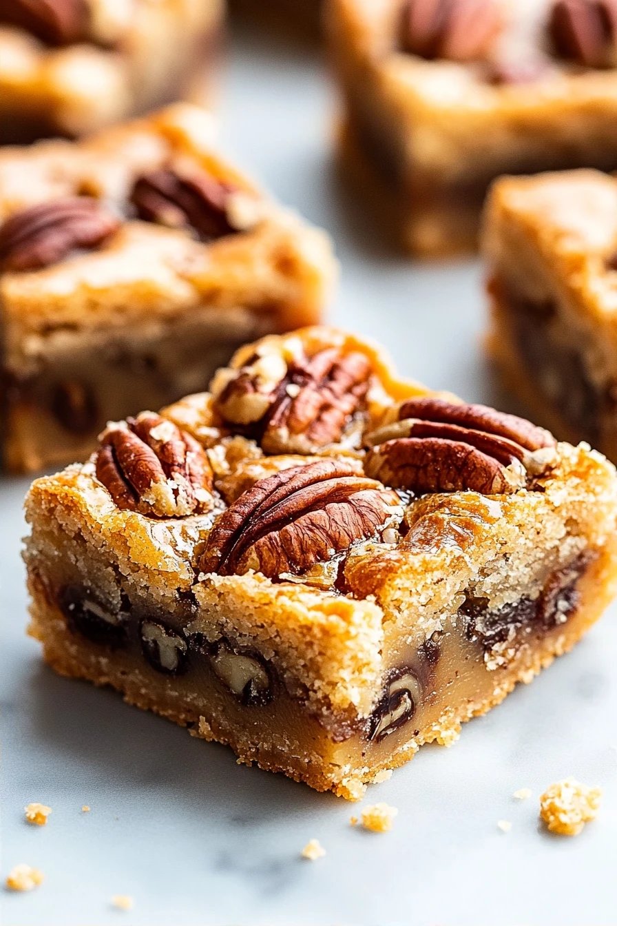 Pecan Pie Bars final dish beautifully presented and ready to serve