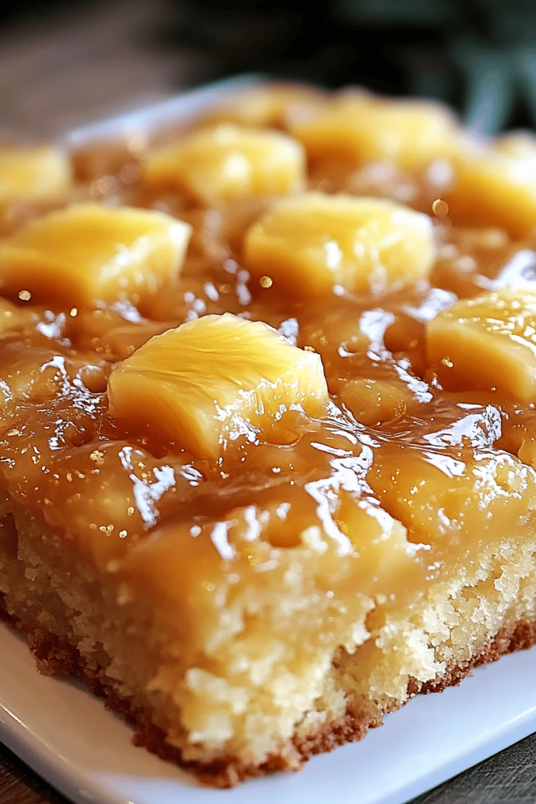 Pineapple Glazed Poke Cake