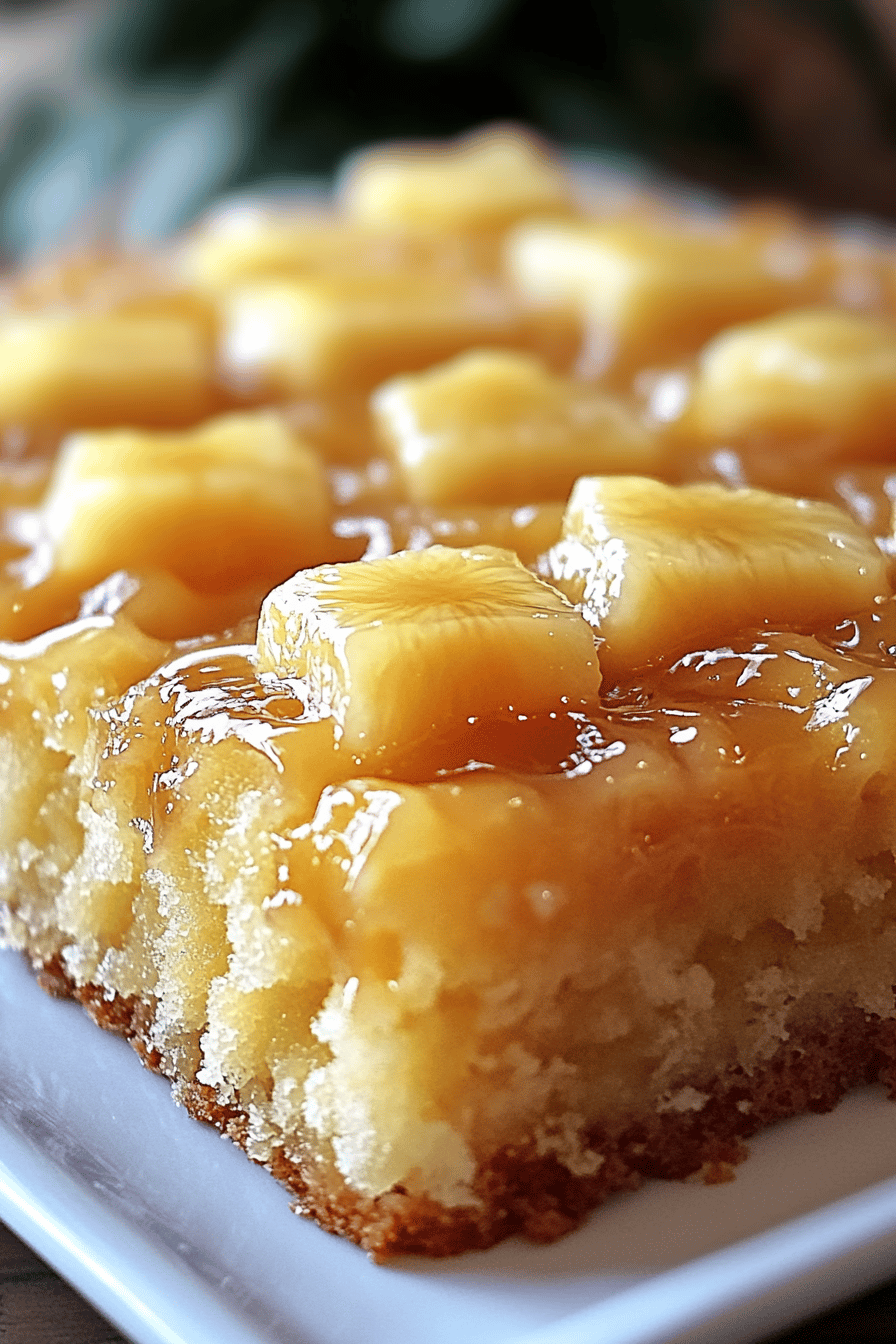 Pineapple Glazed Poke Cake final dish beautifully presented and ready to serve