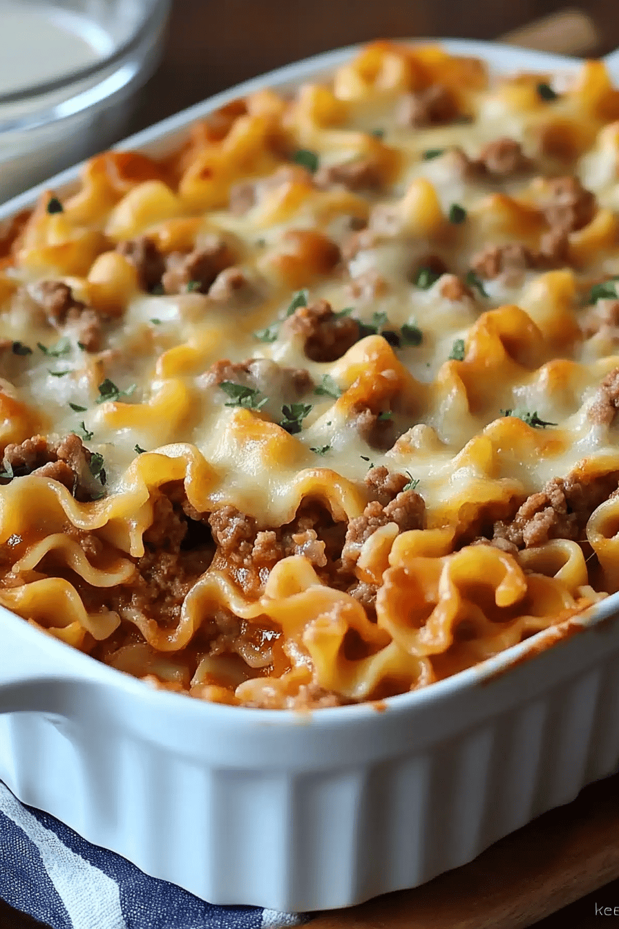 Poor Man's Husband Casserole final dish beautifully presented and ready to serve