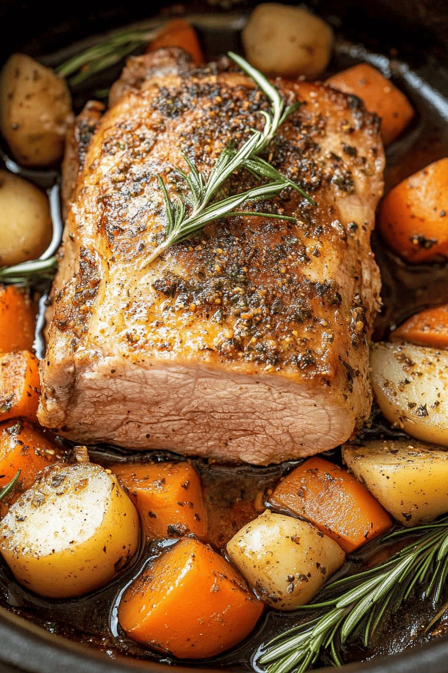 Ranch Pork Loin Recipe slice on plate showing perfect texture and swirl pattern