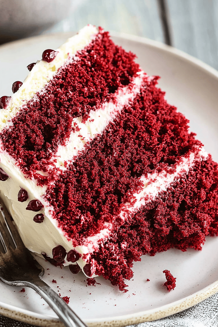 Red Velvet Cake final dish beautifully presented and ready to serve