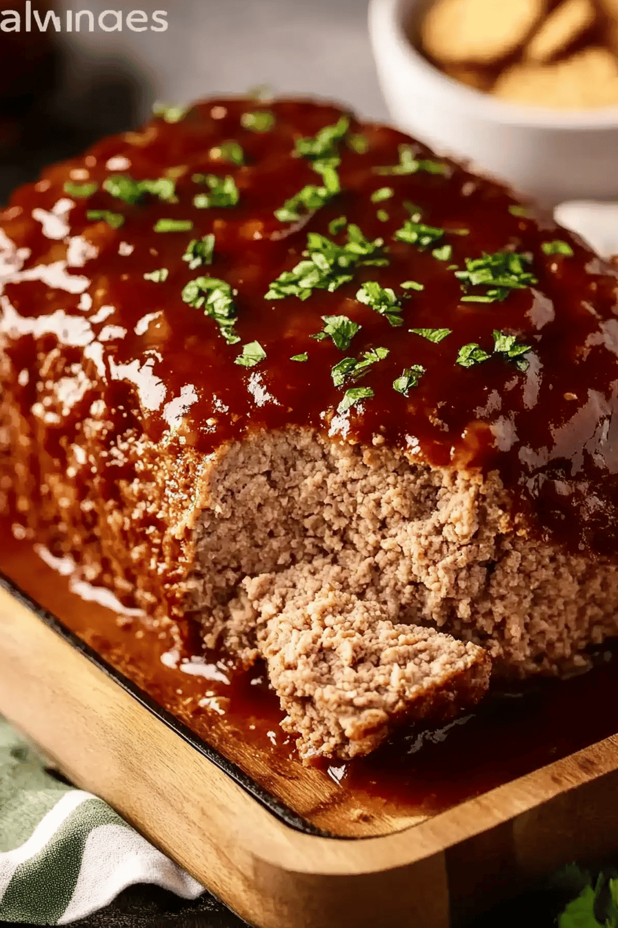 Ritz Cracker Meatloaf Recipe slice on plate showing perfect texture and swirl pattern