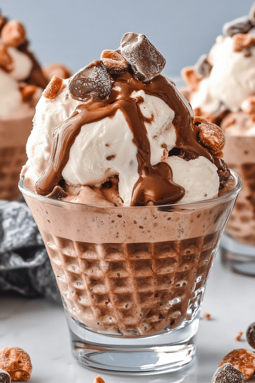 Rocky Road Ice Cream Recipe slice on plate showing perfect texture and swirl pattern