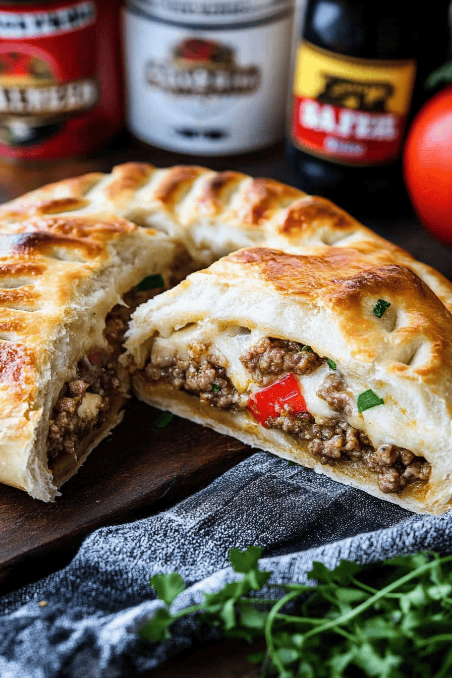 Sausage Cheese Calzone final dish beautifully presented and ready to serve