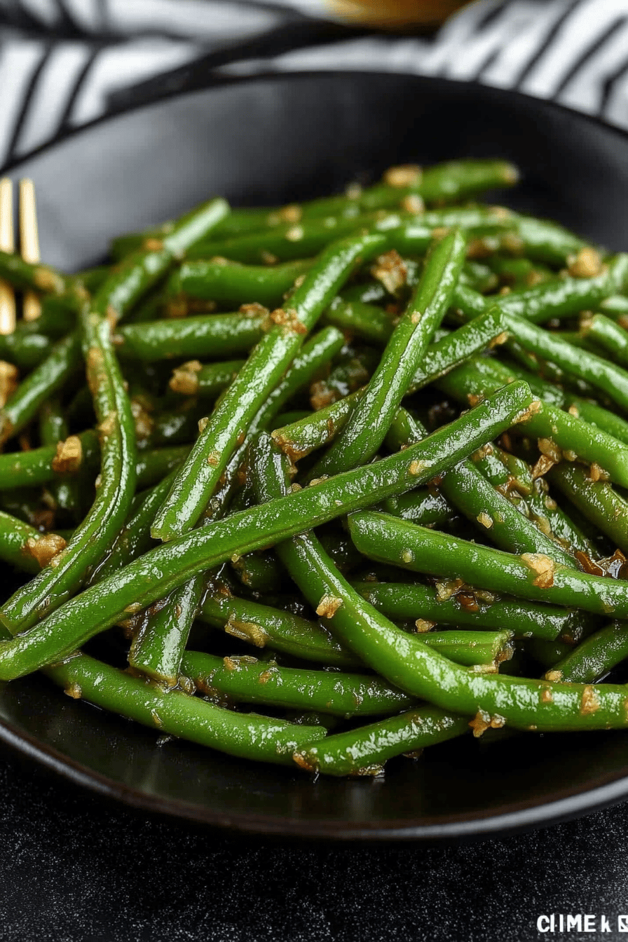 Sauteed Green Beans final dish beautifully presented and ready to serve