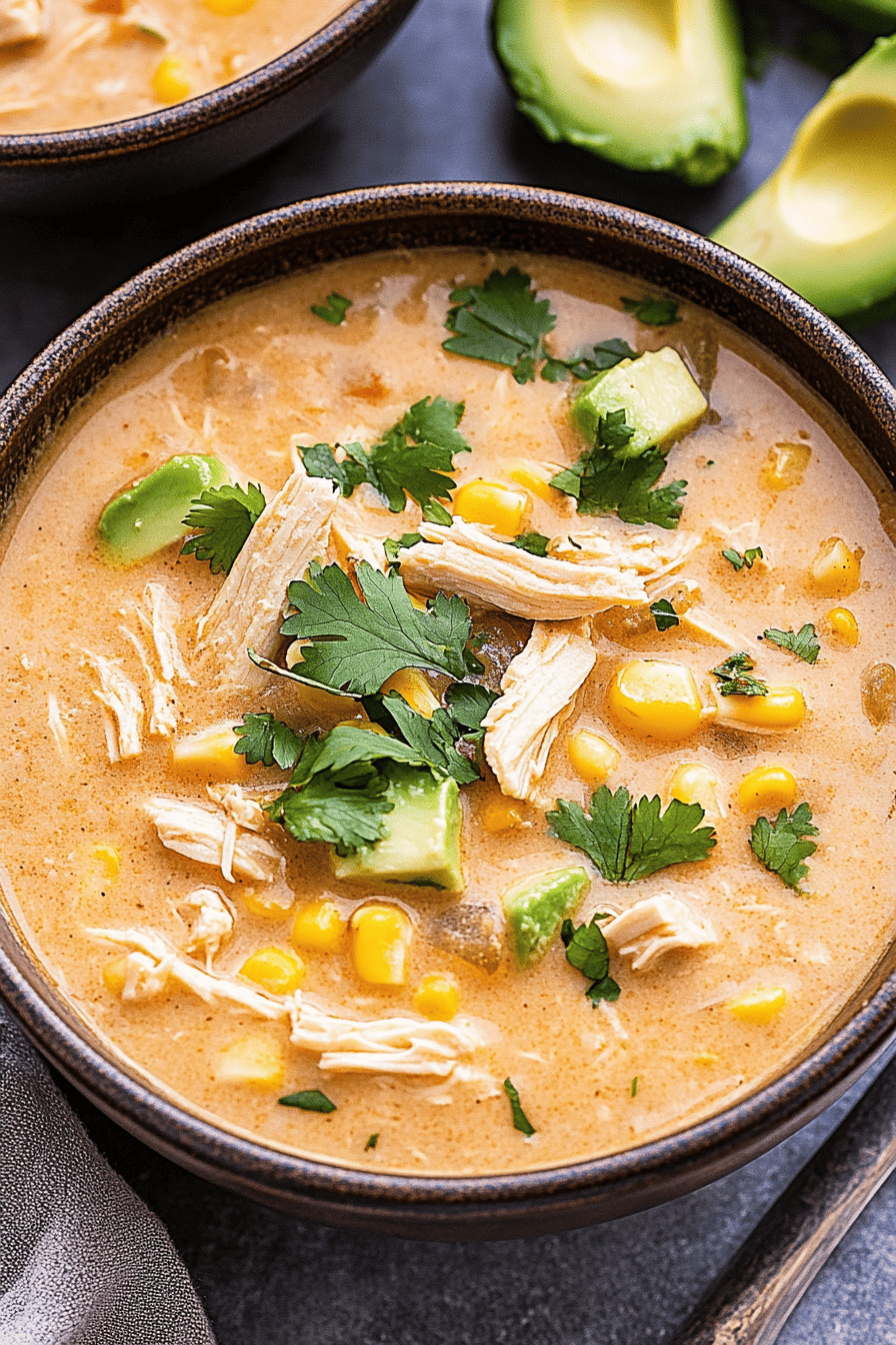Slow Cooker Chicken Enchilada Soup final dish beautifully presented and ready to serve