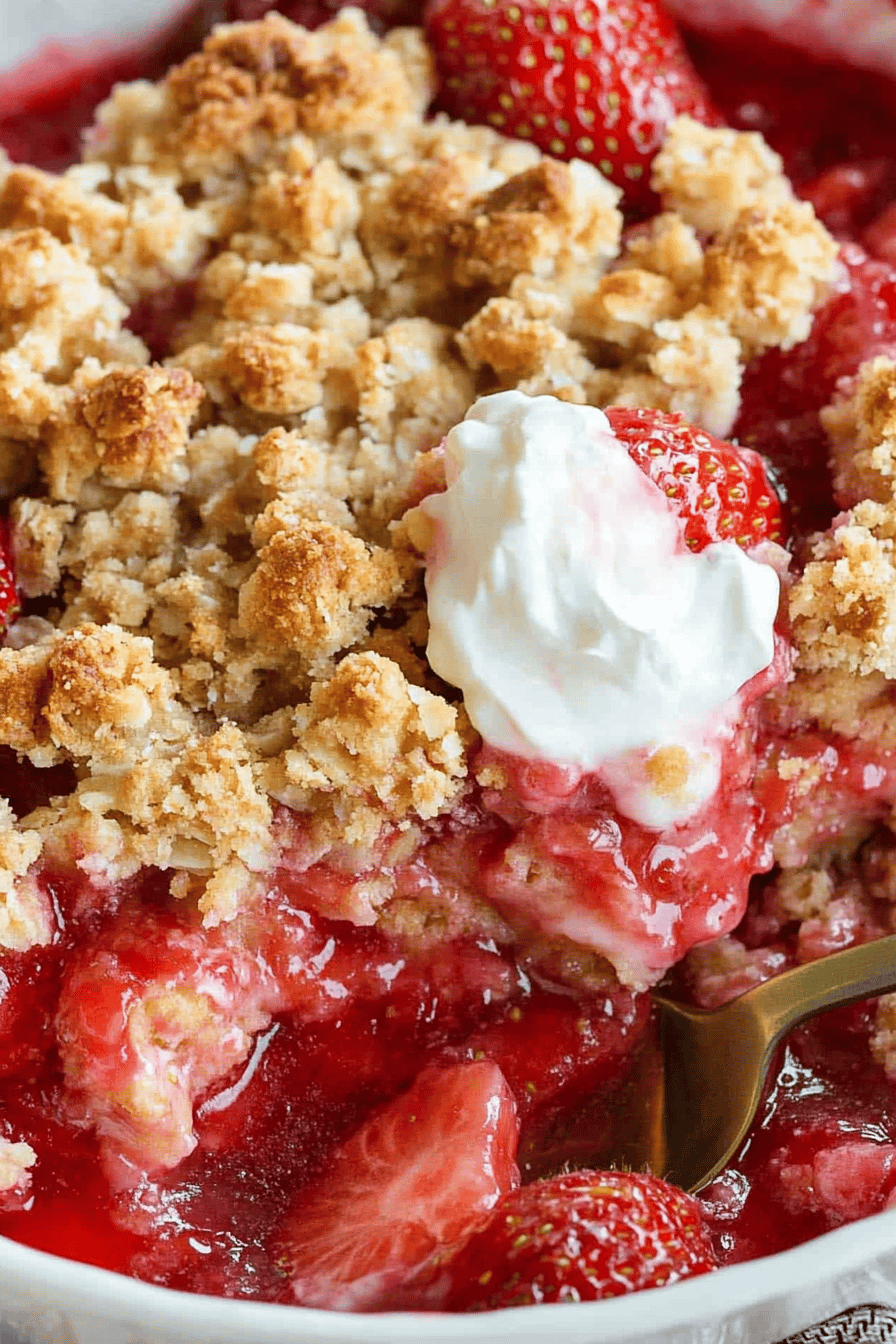 Strawberry Crisp Recipe final dish beautifully presented and ready to serve