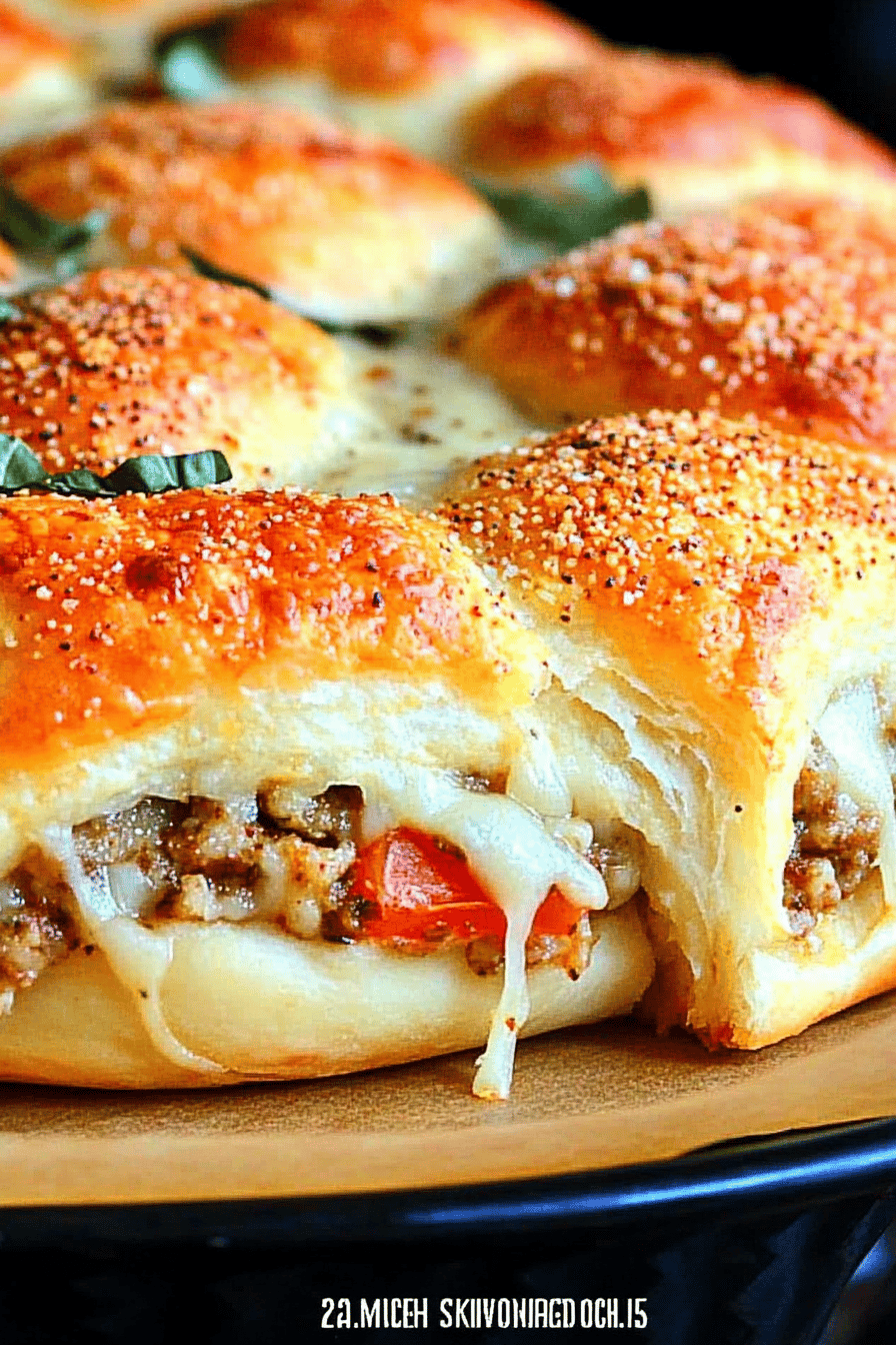 Stuffed Pizza Rolls slice on plate showing perfect texture and swirl pattern