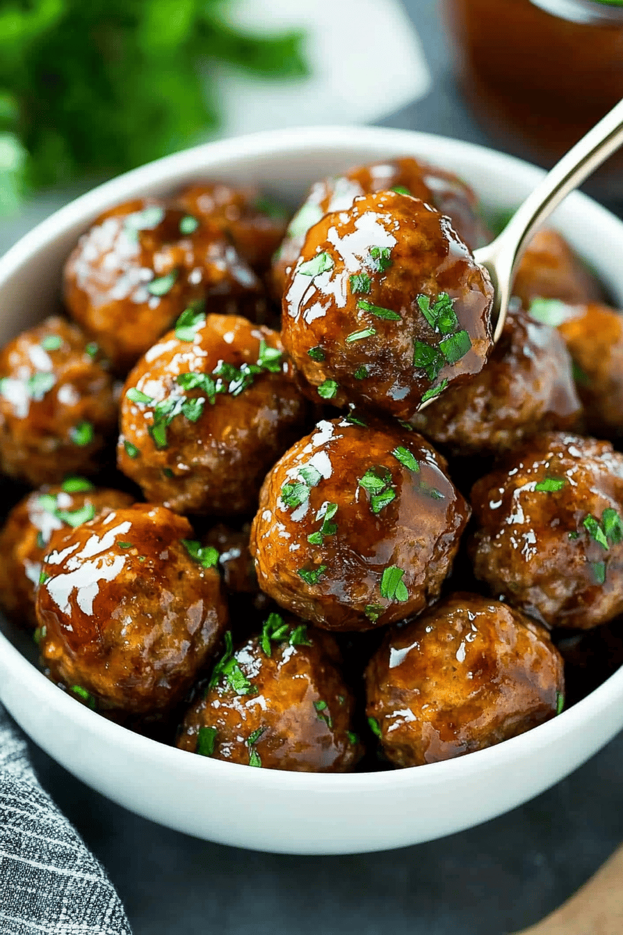 Sweet and Sour Meatballs final dish beautifully presented and ready to serve