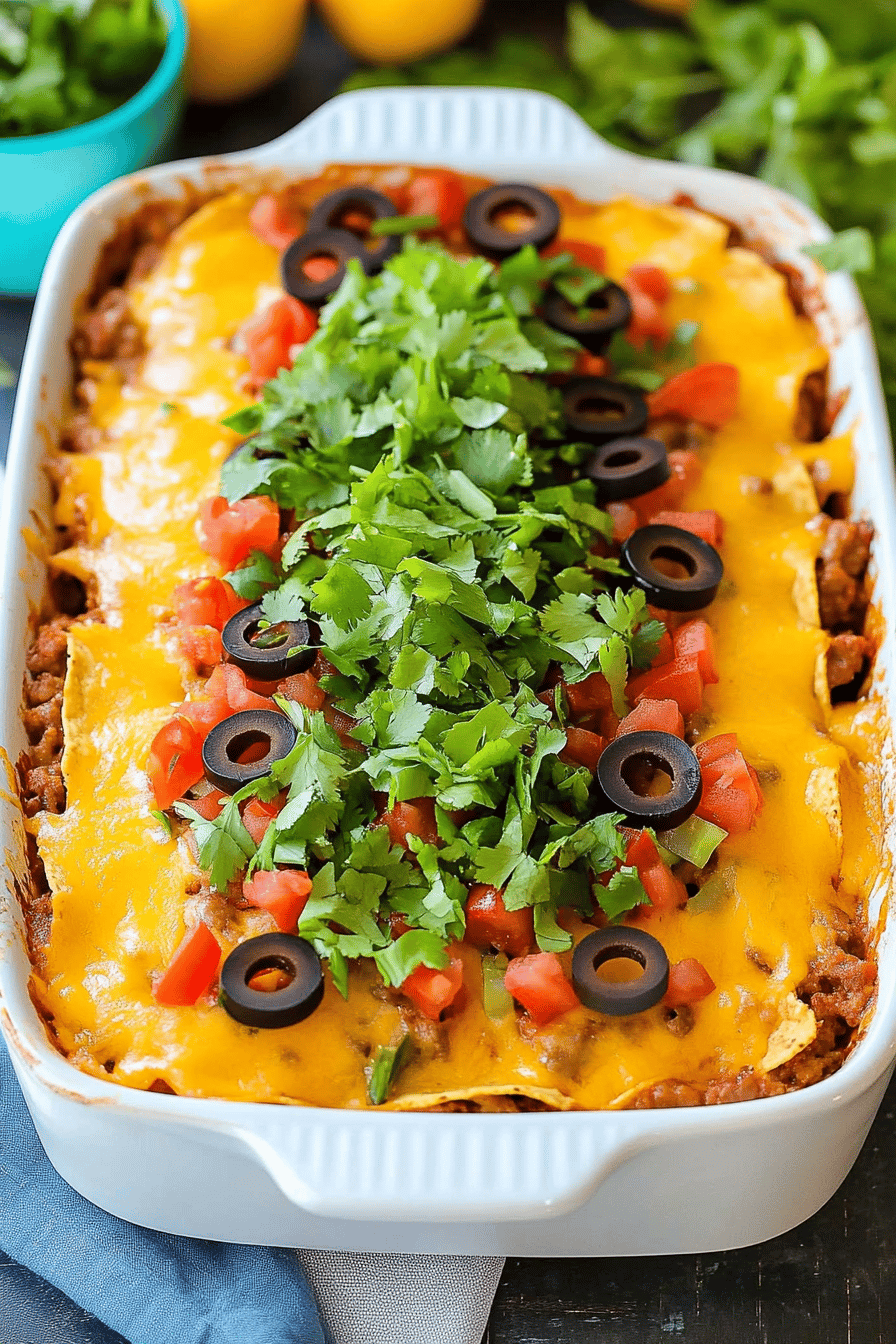 Taco Bake Recipe final dish beautifully presented and ready to serve