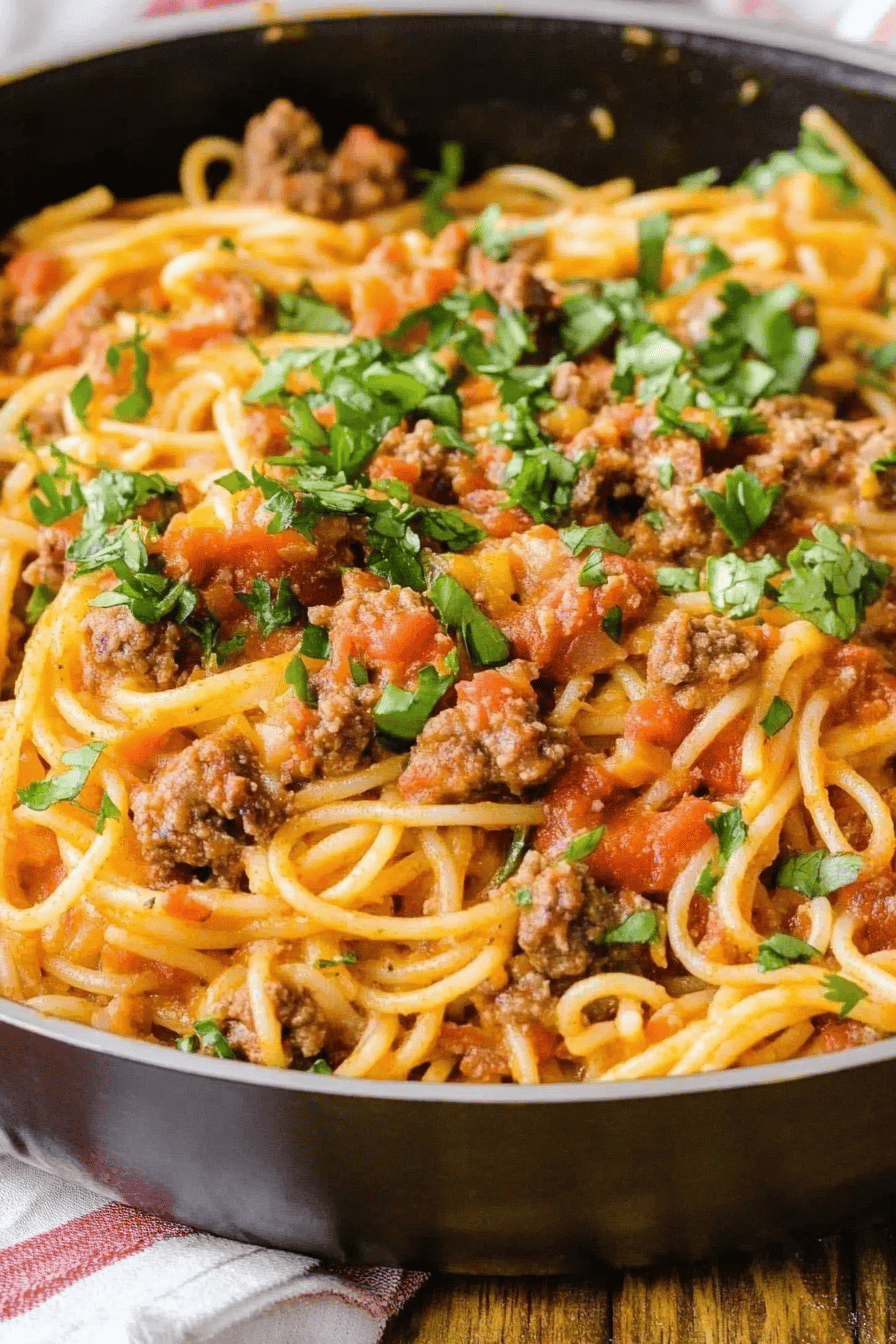 Taco Spaghetti final dish beautifully presented and ready to serve