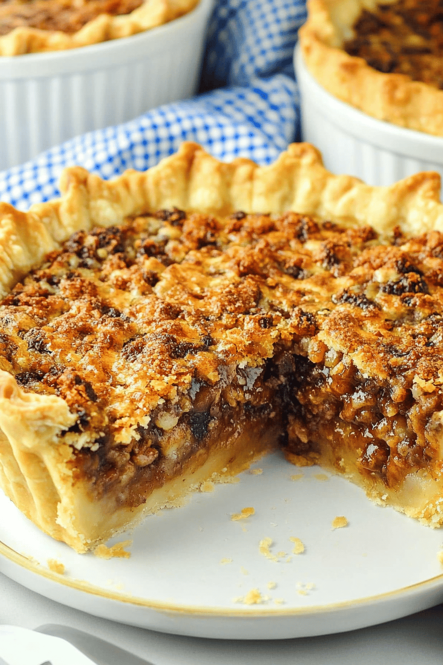 Texas Trash Pie slice on plate showing perfect texture and swirl pattern