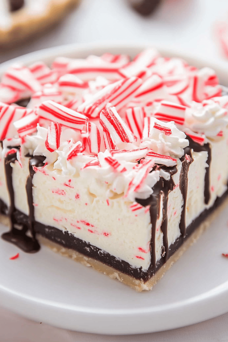 White Chocolate Peppermint Pie slice on plate showing perfect texture and swirl pattern