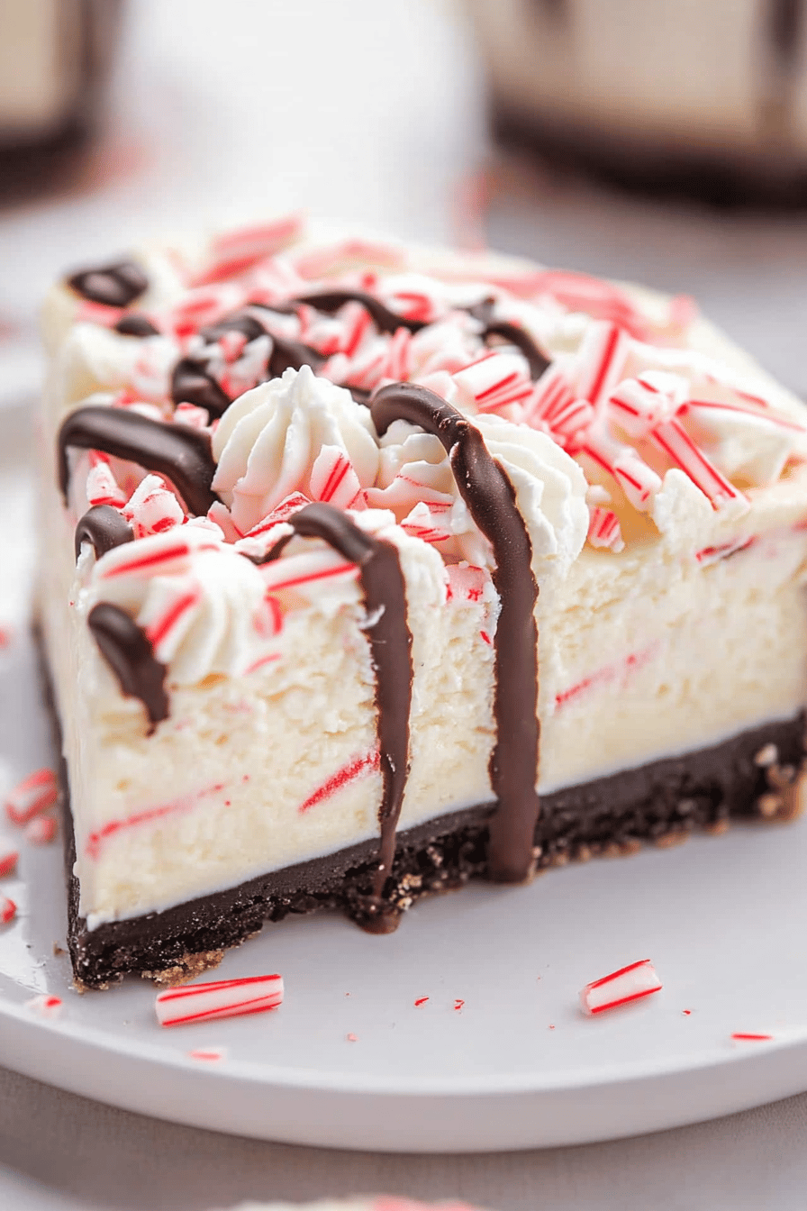 White Chocolate Peppermint Pie final dish beautifully presented and ready to serve