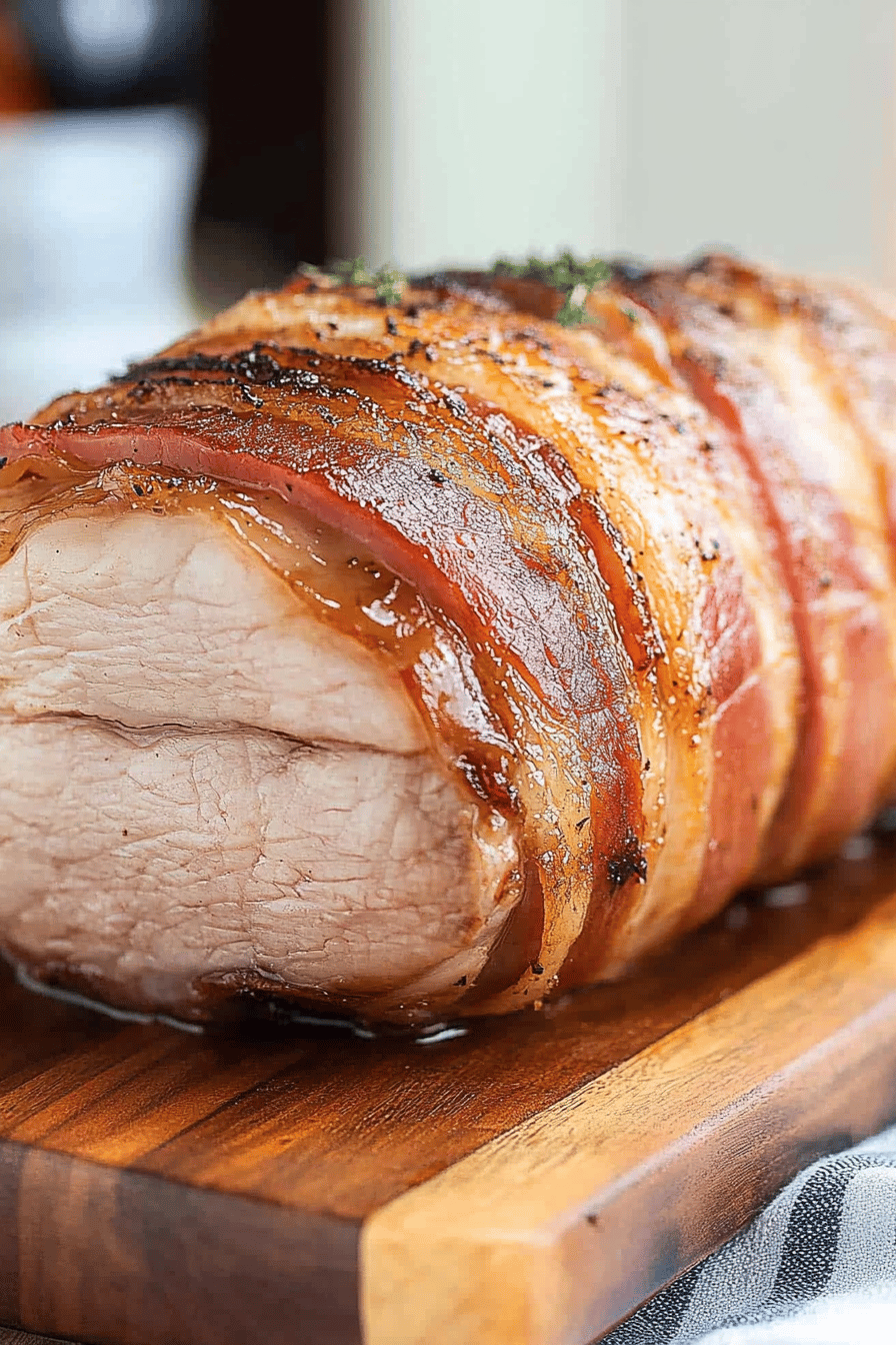 bacon-wrapped pork loin ingredients organized and measured on kitchen counter