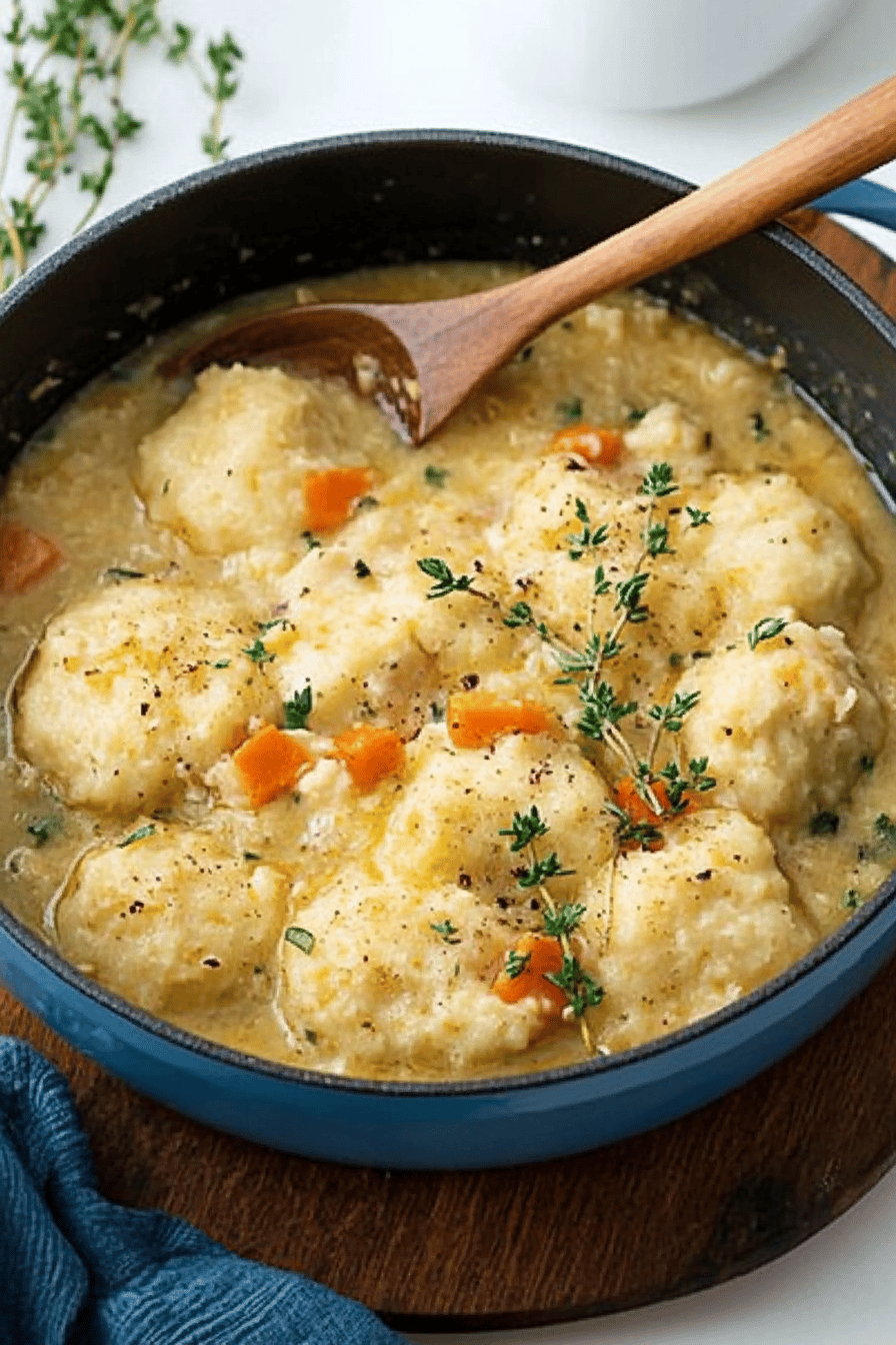 chicken and dumplings recipe final dish beautifully presented and ready to serve