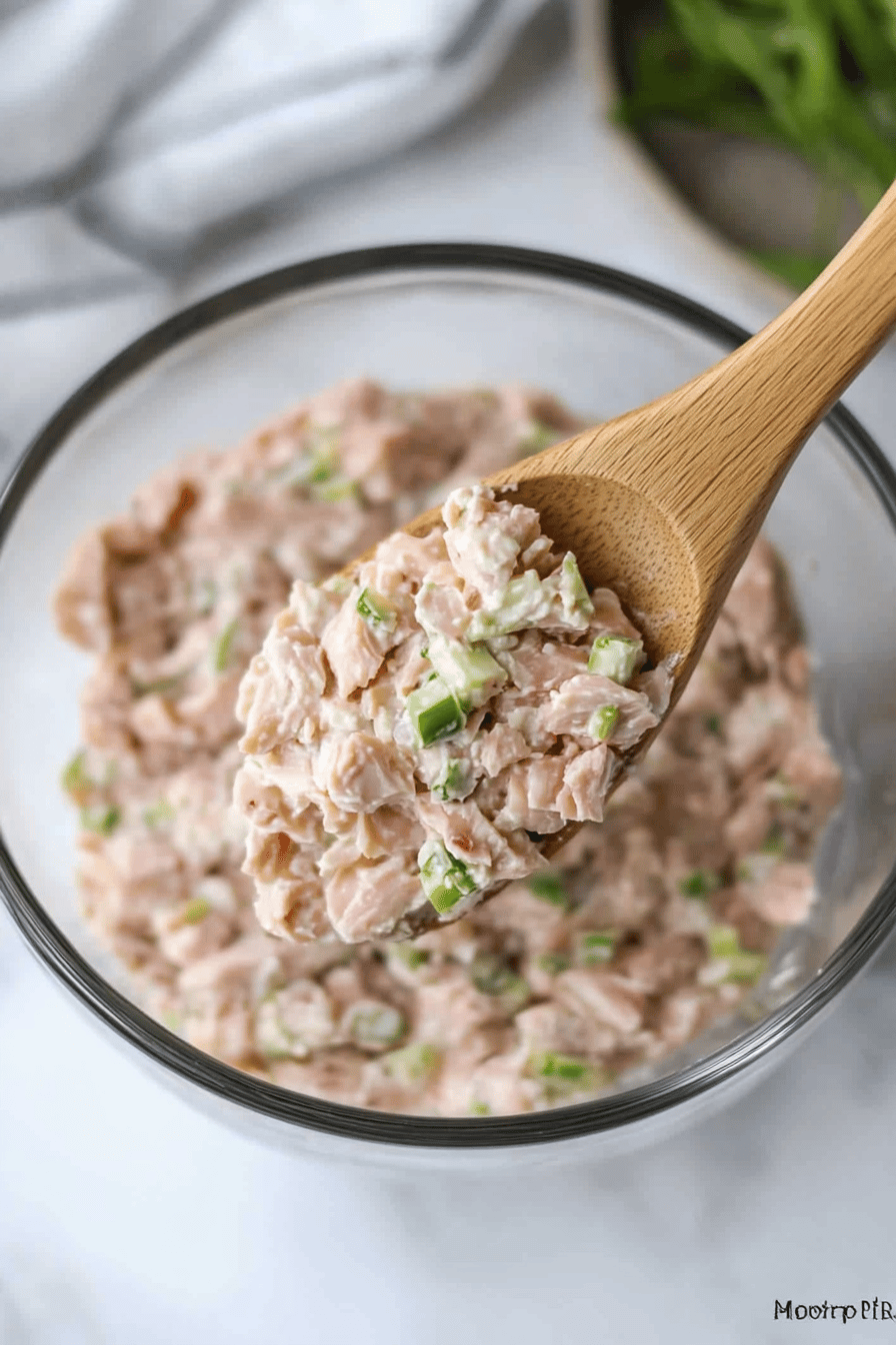 freeze tuna salad slice on plate showing perfect texture and swirl pattern