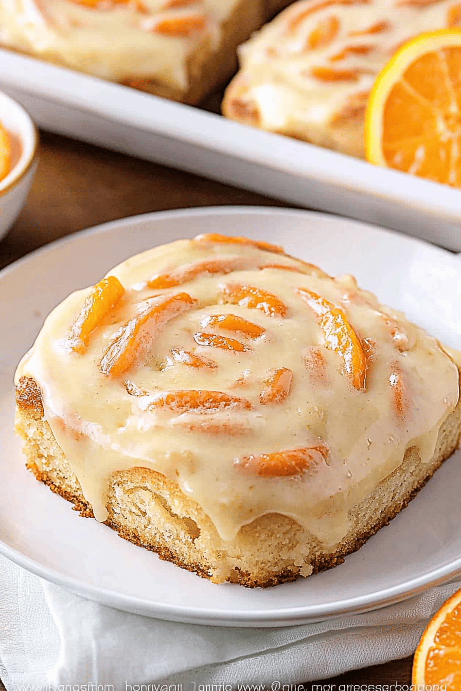 orange cinnamon rolls ingredients organized and measured on kitchen counter