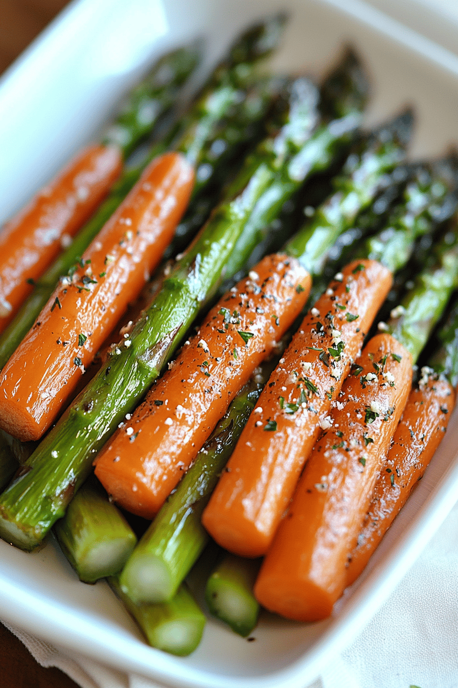 roasted asparagus carrots final dish beautifully presented and ready to serve