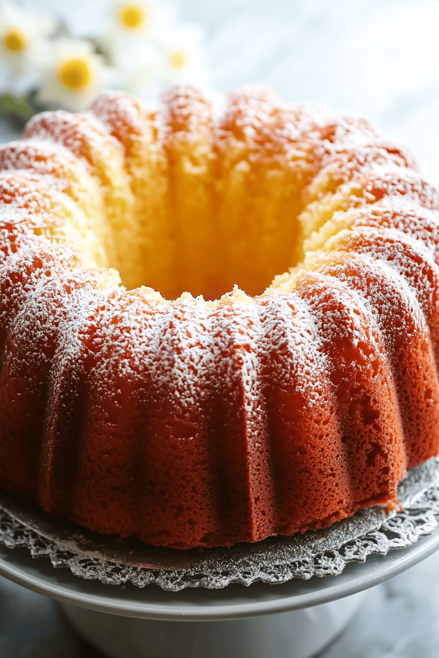 7-Up pound cake slice on plate showing perfect texture and swirl pattern