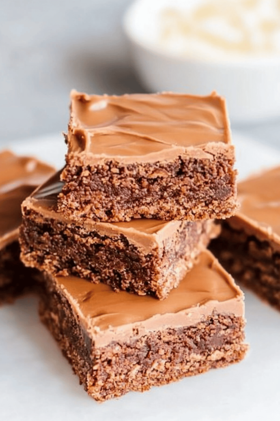 7 layer bars slice on plate showing perfect texture and swirl pattern