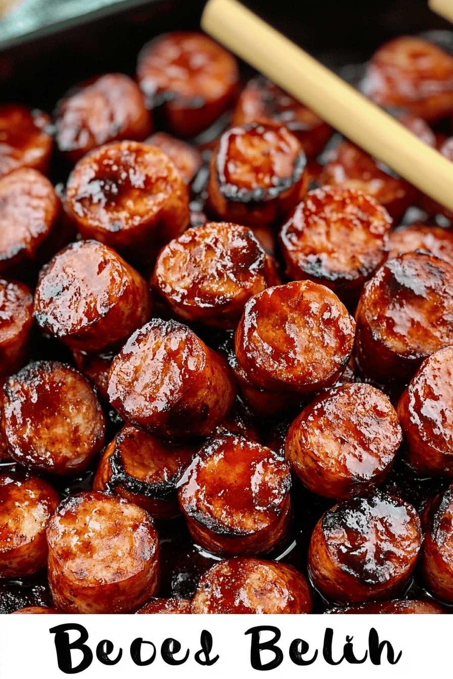 BBQ Sausage Bites slice on plate showing perfect texture and swirl pattern