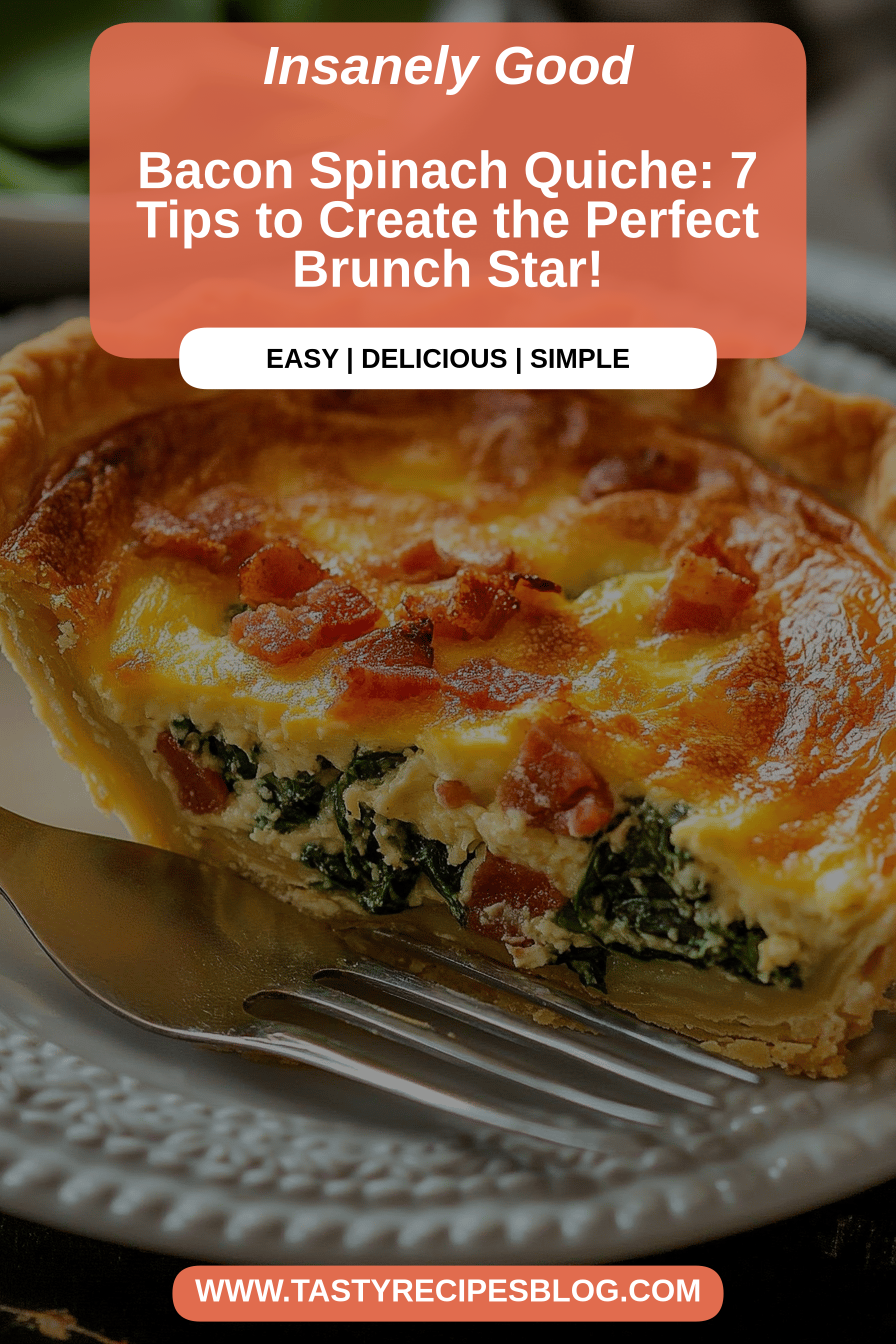 Bacon Spinach Quiche final dish beautifully presented and ready to serve