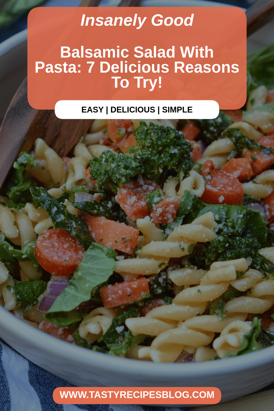 Balsamic pasta salad final dish beautifully presented and ready to serve