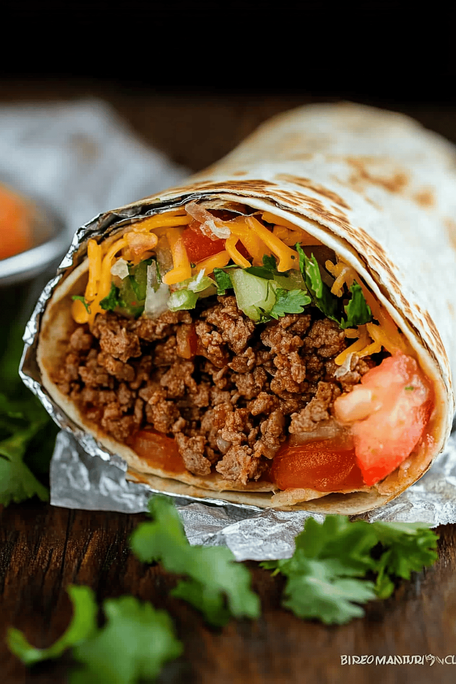 Beef Burrito Recipe ingredients organized and measured on kitchen counter