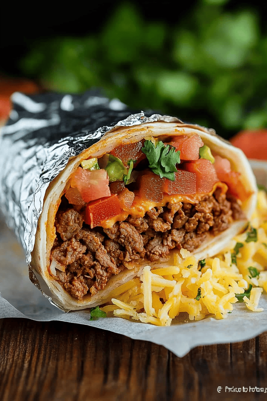 Beef Burrito Recipe slice on plate showing perfect texture and swirl pattern