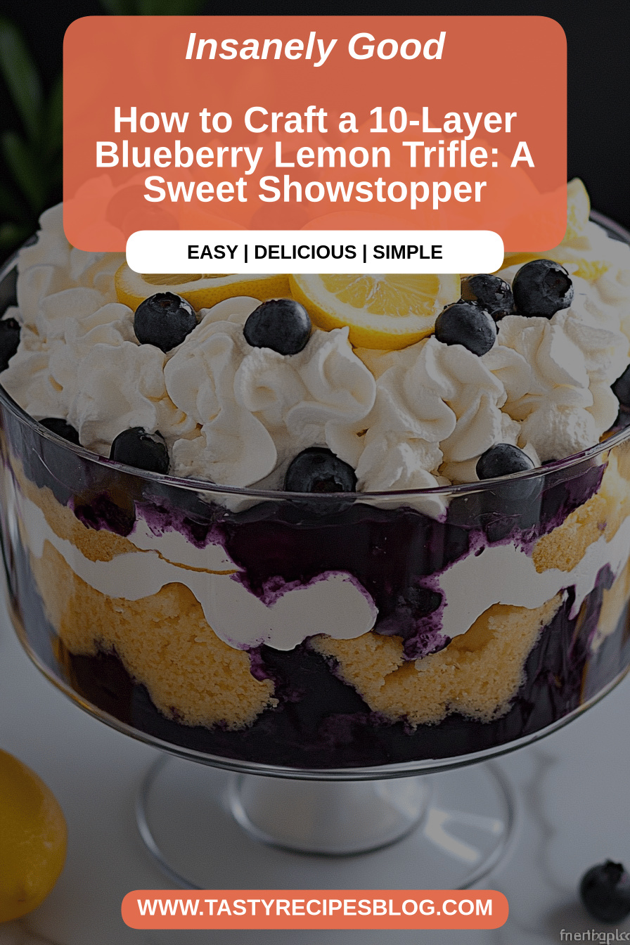 Blueberry Lemon Trifle final dish beautifully presented and ready to serve