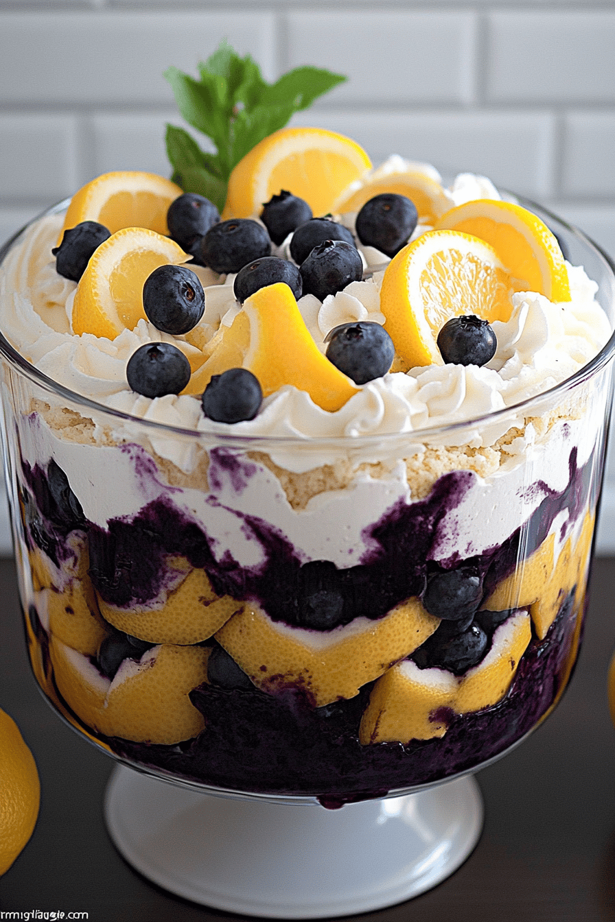 Blueberry Lemon Trifle slice on plate showing perfect texture and swirl pattern