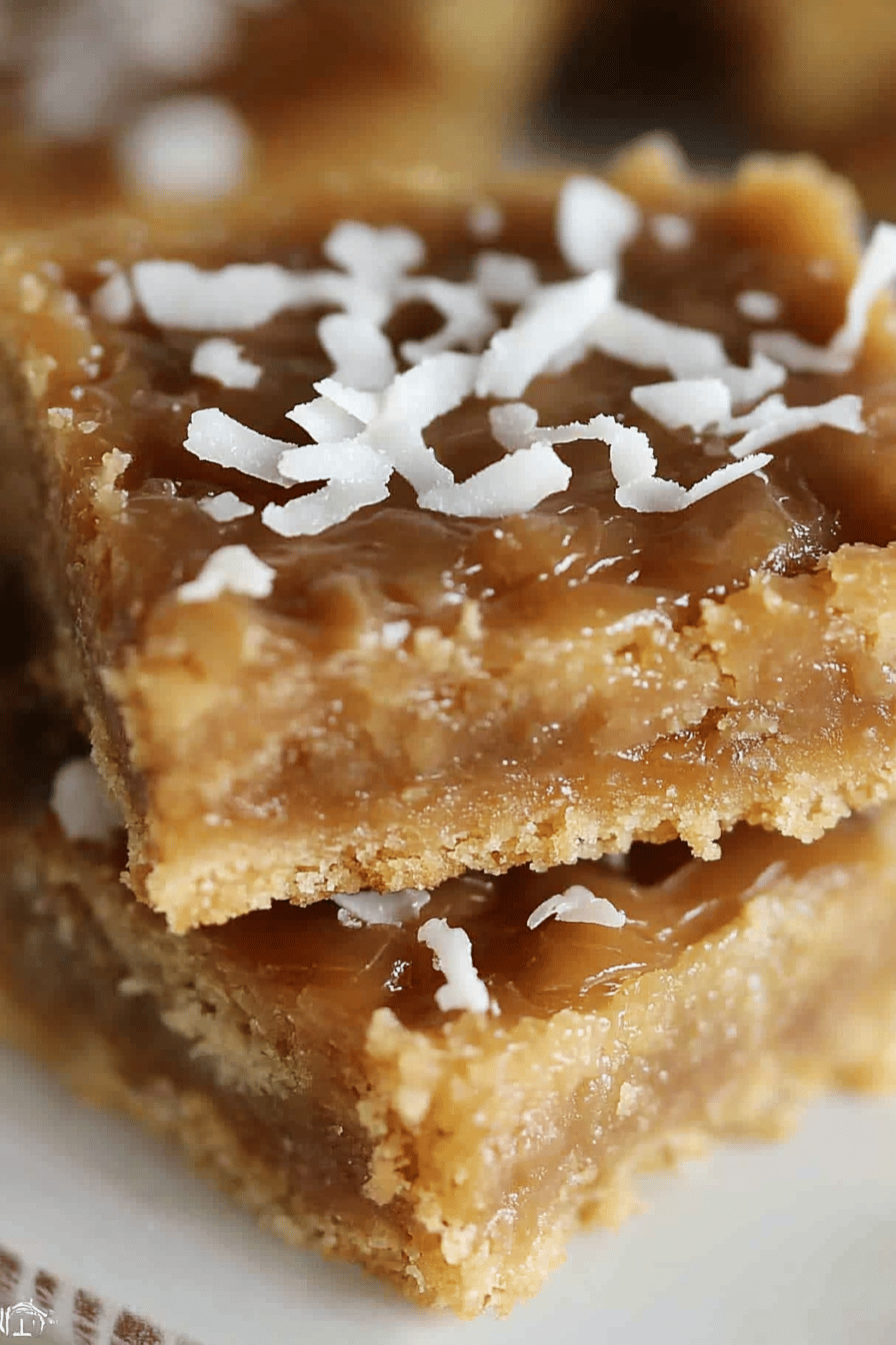 Caramel Coconut Bars ingredients organized and measured on kitchen counter