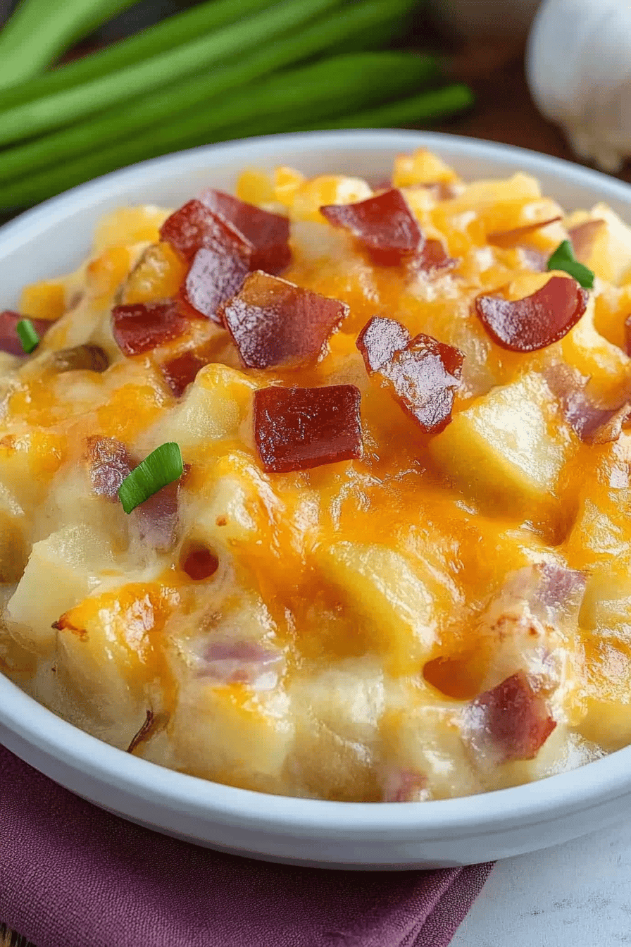 Cheesy potatoes ingredients organized and measured on kitchen counter