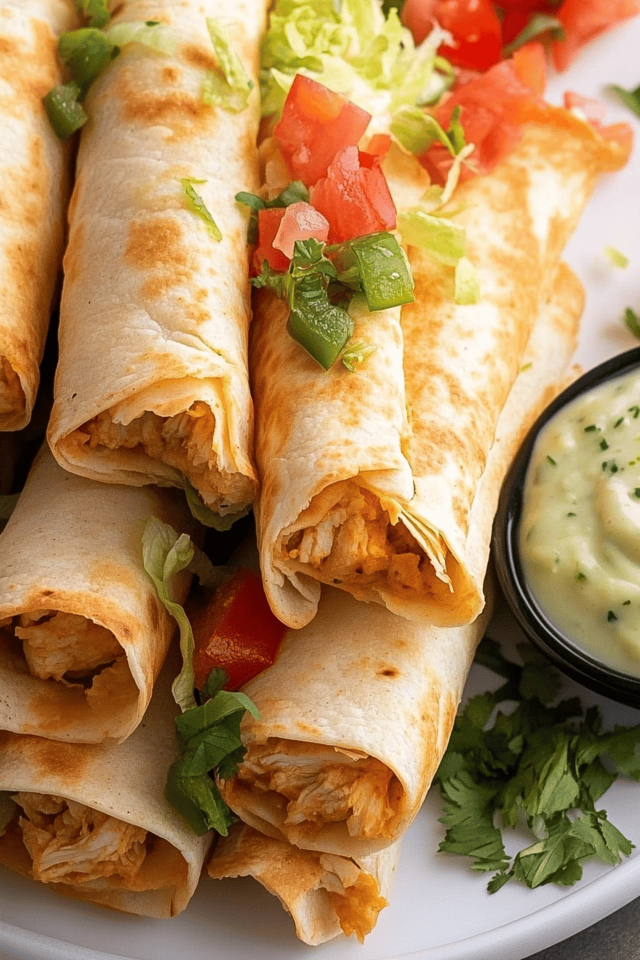 Chicken Flautas Recipe ingredients organized and measured on kitchen counter