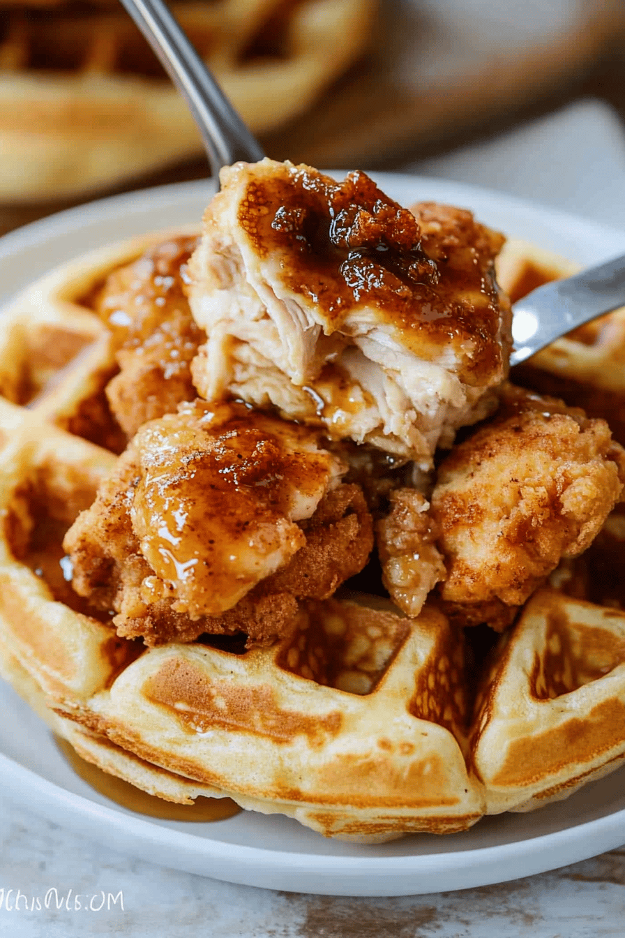 Chicken and Waffles Recipe ingredients organized and measured on kitchen counter