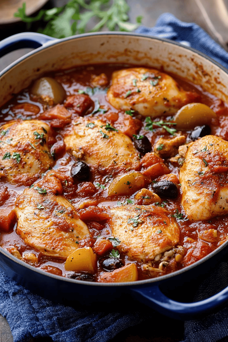 Chicken cacciatore slice on plate showing perfect texture and swirl pattern