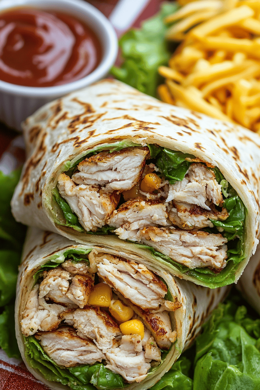 Chicken cool wraps ingredients organized and measured on kitchen counter
