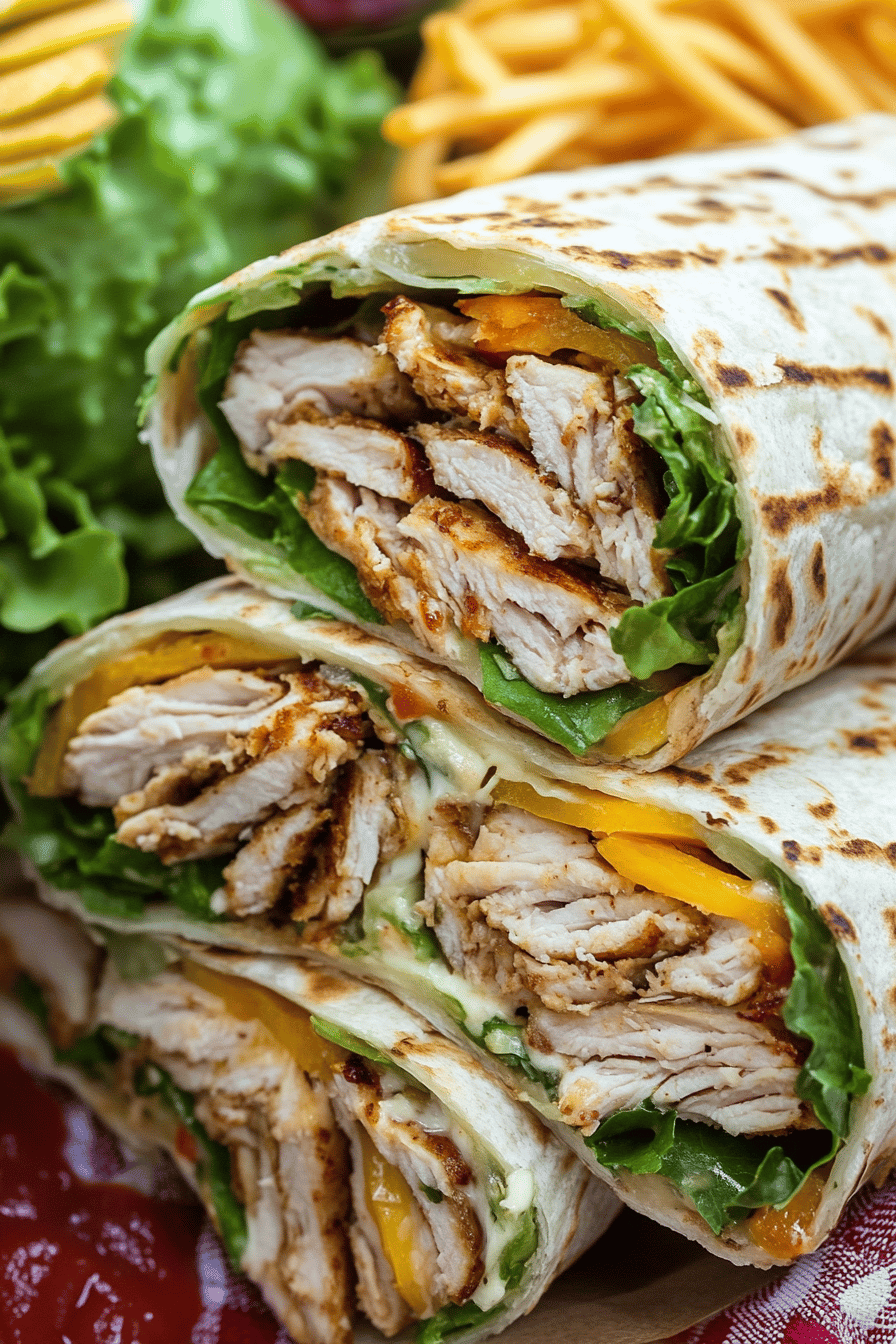 Chicken cool wraps slice on plate showing perfect texture and swirl pattern