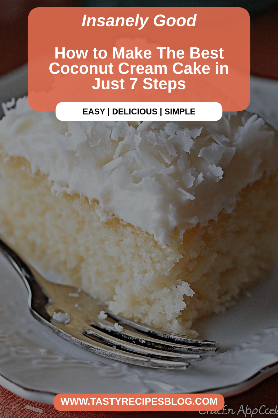 Coconut Cream Cake Recipe final dish beautifully presented and ready to serve