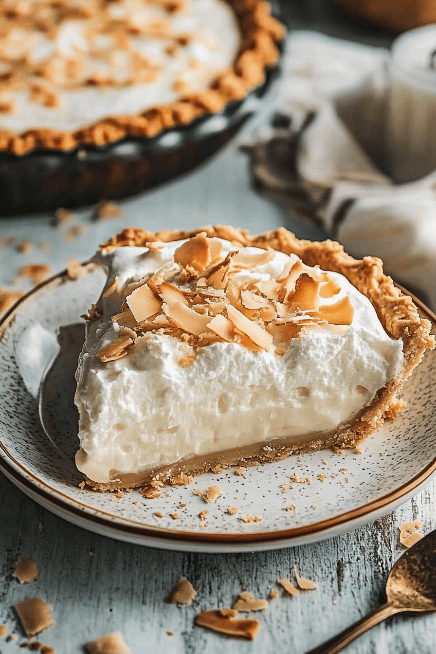 Coconut cream pie ingredients organized and measured on kitchen counter