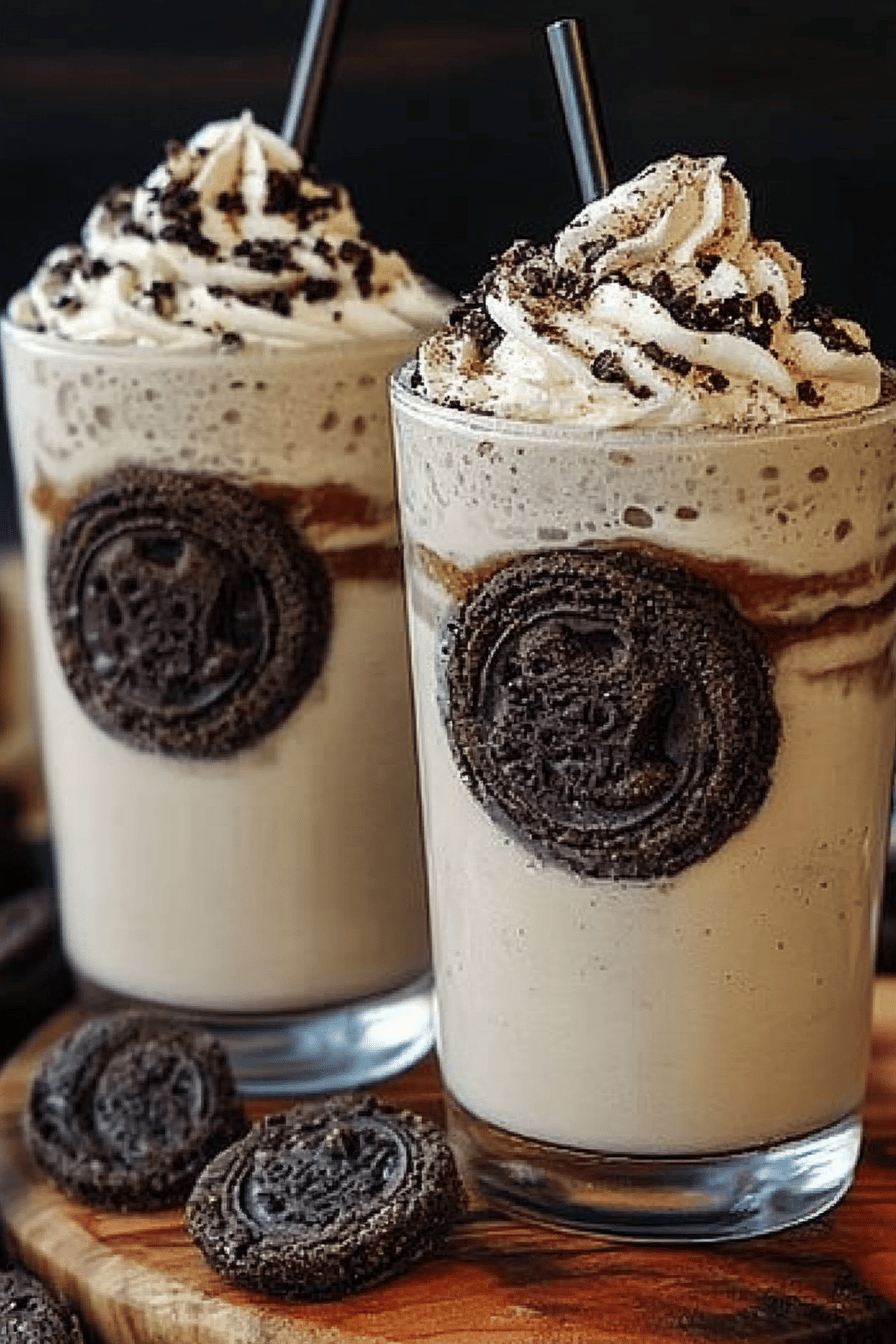 Cookies and Cream Frappuccino slice on plate showing perfect texture and swirl pattern