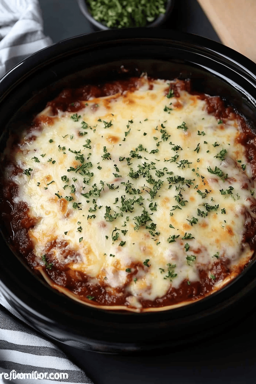 Crock-Pot Lasagna Recipe ingredients organized and measured on kitchen counter