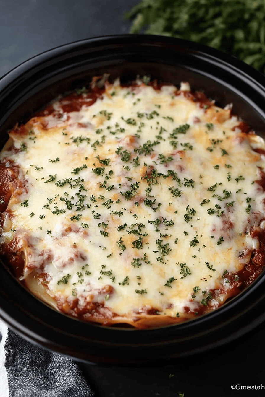 Crock-Pot Lasagna Recipe slice on plate showing perfect texture and swirl pattern