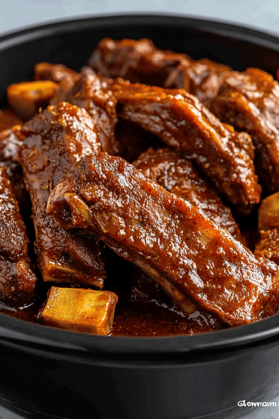 Crock-Pot Pork Ribs ingredients organized and measured on kitchen counter