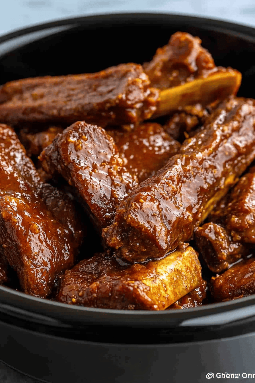Crock-Pot Pork Ribs slice on plate showing perfect texture and swirl pattern