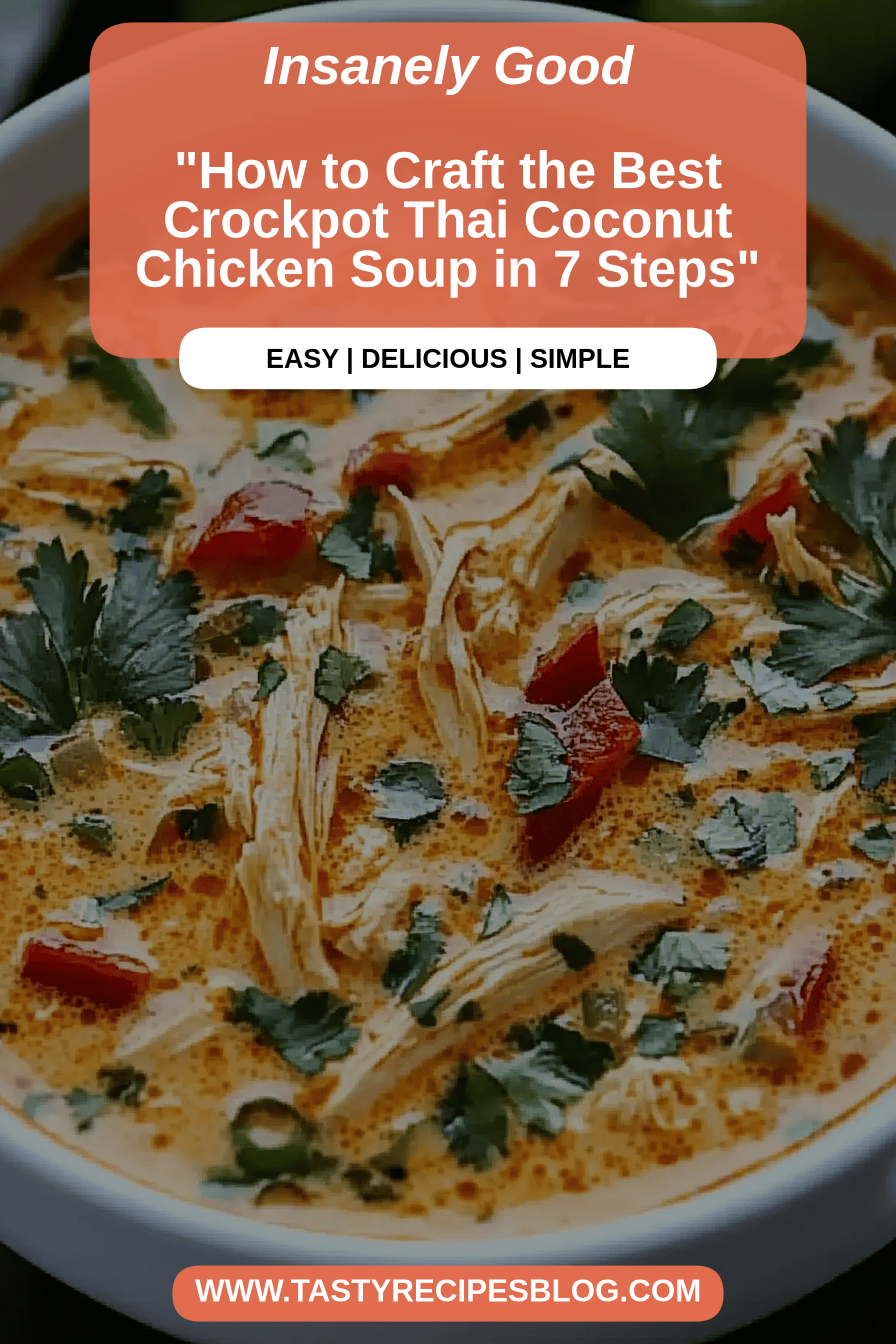 Crockpot Thai Chicken Soup final dish beautifully presented and ready to serve